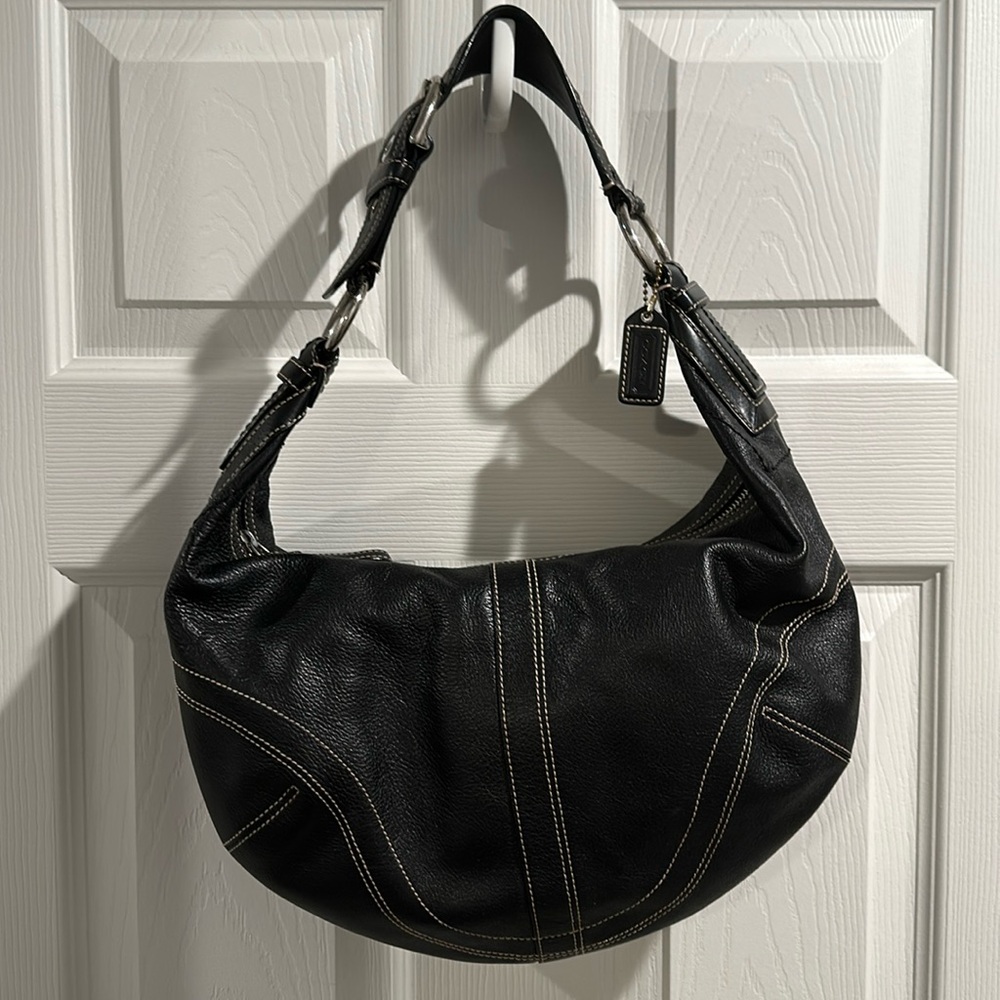 Coach Purse (circa 2006-2007) — Black leather with silver hardware